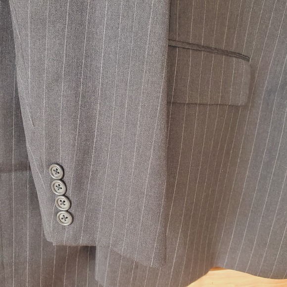 Hart Schaffner Marx Pinstripe Wool Men's formal career Suit Sz 44L Charcoal gray - Picture 3 of 16